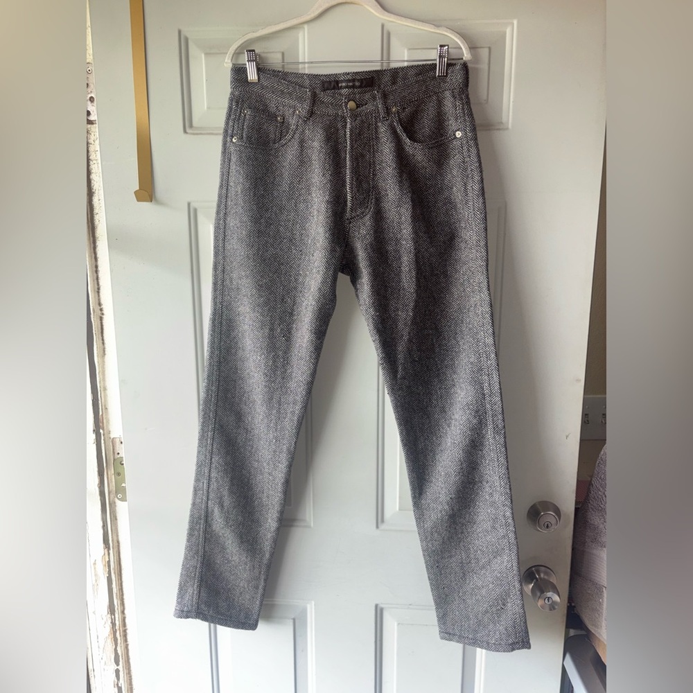 Mario Matteo gray/black wool herringbone pants size 48 EU 32 US